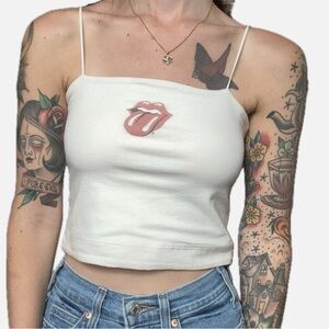 American Eagle Tailgate Rolling Stones Graphic Women's Crop Cotton Tank Top M